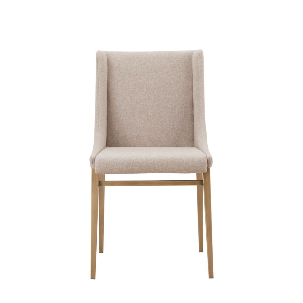 Modrest Mimi – Silla de comedor contemporánea beige + latón (juego de 2)