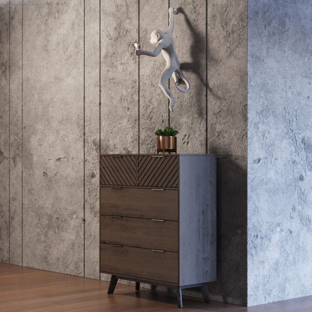 Cómoda Modrest Daisy Mid-Century de acacia oscura