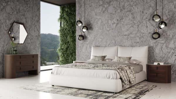 Mueble Modrest Patrick - Cama moderna de cuero
  blanco – Envíos a todo México | FurnitureMX