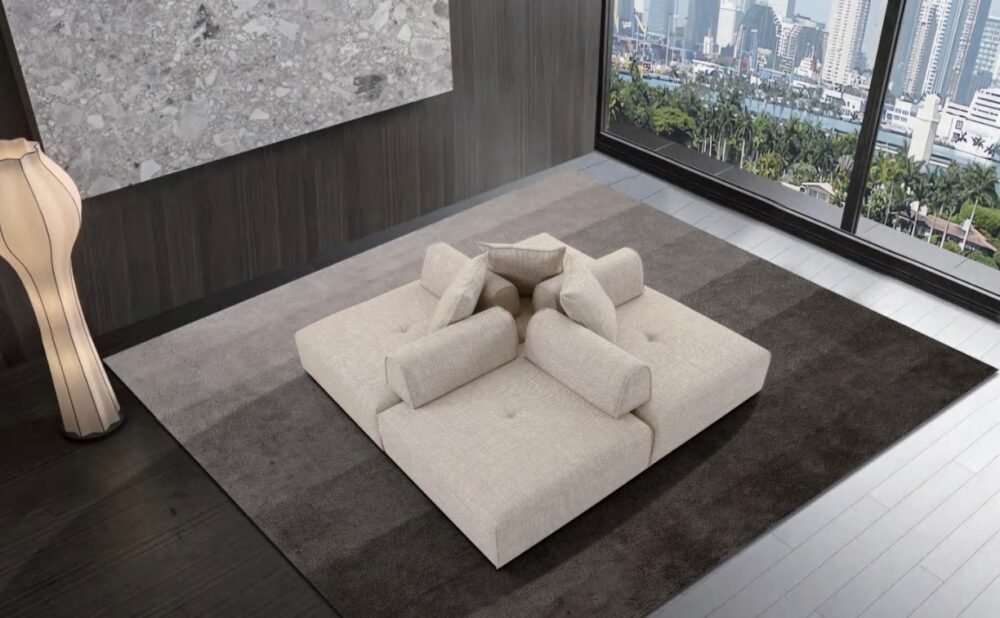Divani Casa Mondo – Asiento modular moderno sin brazos de tela beige