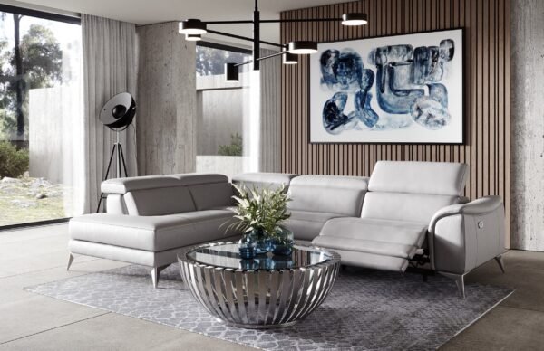Sala Lamod Italia Monte Carlo - Sofá seccional
  italiano moderno de cuero gris RAF – Envíos a todo México | FurnitureMX