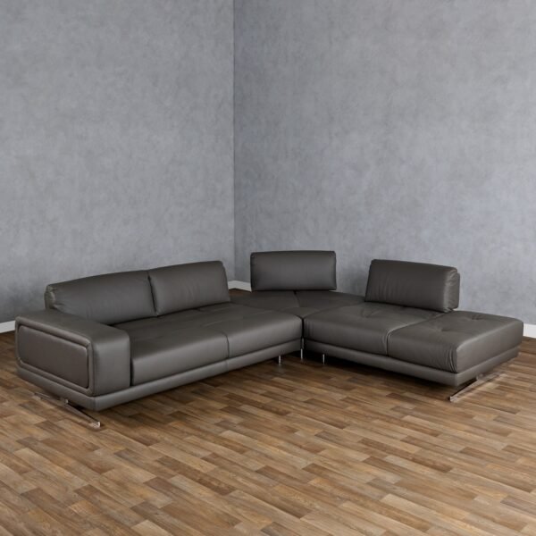 Sala Lamod Italia Mood - Sofá seccional italiano de
  cuero gris con orientación derecha – Envíos a todo México | FurnitureMX