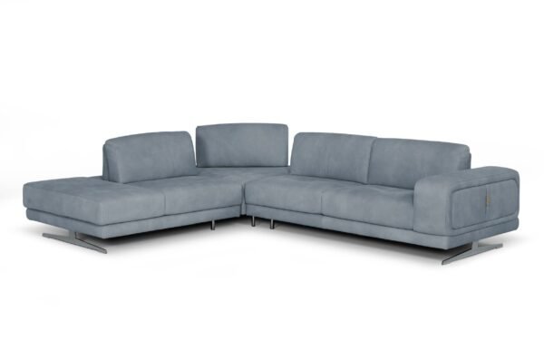 Sala Lamod Italia Mood - Sofá seccional
  contemporáneo de cuero azul con orientación izquierda – Envíos a todo México
  | FurnitureMX