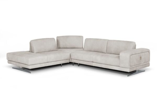 Sala Lamod Italia Mood - Sofá seccional
  contemporáneo de cuero gris claro con orientación izquierda – Envíos a todo
  México | FurnitureMX