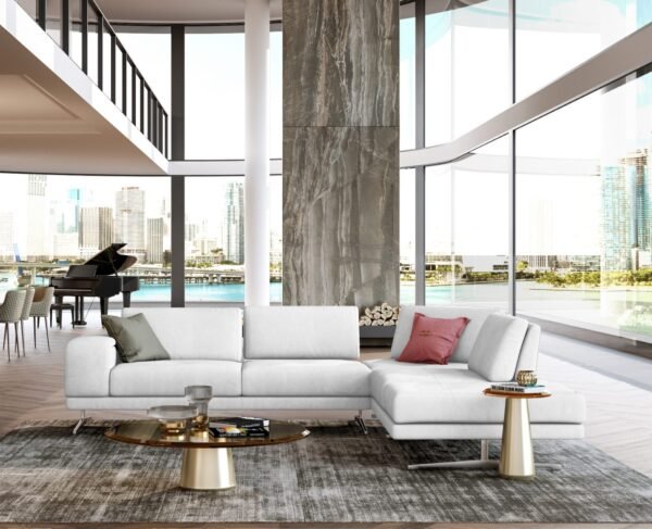 Sala Lamod Italia Mood - Sofá seccional italiano de
  cuero blanco con orientación derecha – Envíos a todo México | FurnitureMX