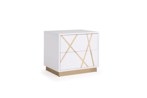 Mueble Mesita de noche Modrest Nixa moderna en
  blanco y dorado – Envíos a todo México | FurnitureMX
