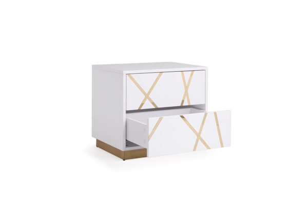 Mueble Mesita de noche Modrest Nixa moderna en
  blanco y dorado – Envíos a todo México | FurnitureMX