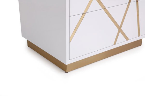 Mueble Mesita de noche Modrest Nixa moderna ancha
  en blanco y dorado – Envíos a todo México | FurnitureMX
