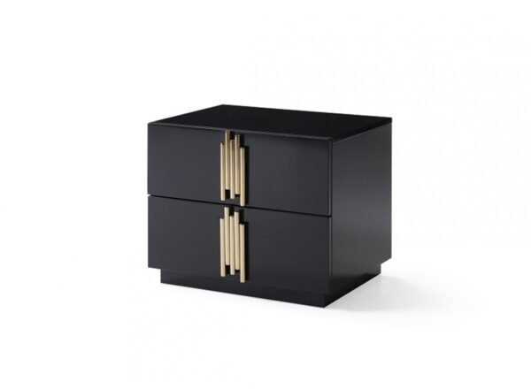 Mueble Modrest Token Mesita de noche moderna en
  negro y dorado – Envíos a todo México | FurnitureMX