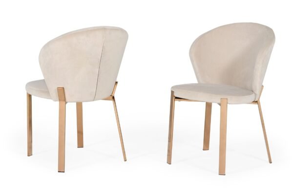 Mueble Modrest Nadia - Silla de comedor moderna de
  terciopelo beige y oro rosa (juego de 2) – Envíos a todo México | FurnitureMX