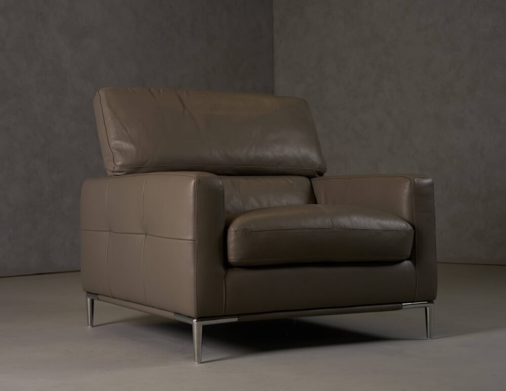 Divani Casa Natalia – Silla moderna de cuero gris oscuro