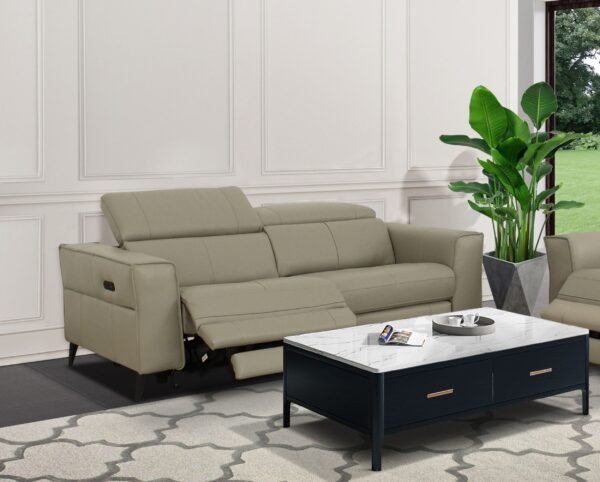Sala Divani Casa Nella - Sofá de dos plazas moderno
  de cuero gris claro con sillones reclinables eléctricos – Envíos a todo
  México | FurnitureMX