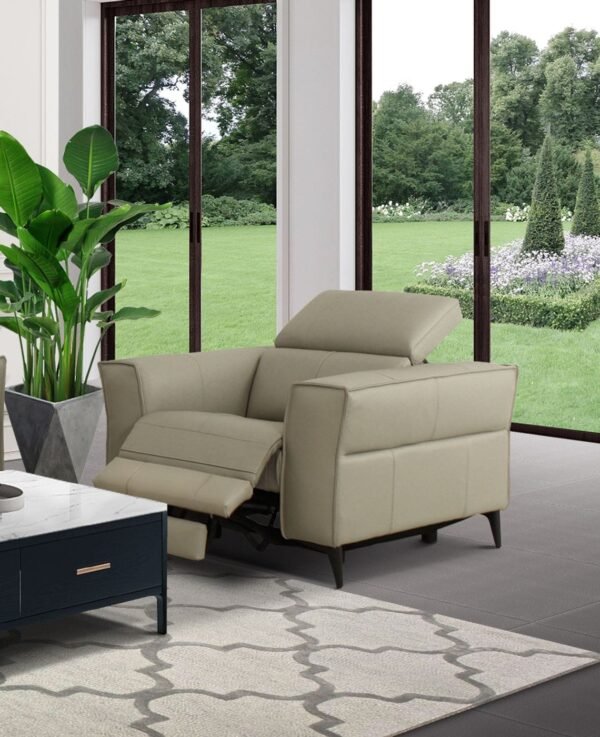 Mueble Divani Casa Nella - Sillón moderno de cuero
  gris claro con sillón reclinable eléctrico – Envíos a todo México |
  FurnitureMX