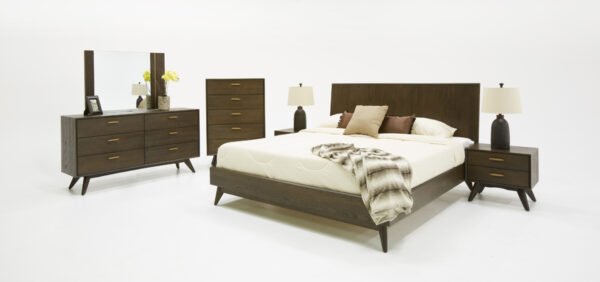 Mueble Mesita de noche moderna Modrest Novak de
  roble oscuro – Envíos a todo México | FurnitureMX