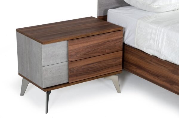 Mueble Nova Domus Palermo - Mesita de noche
  italiana moderna de imitación de hormigón y nogal – Envíos a todo México |
  FurnitureMX