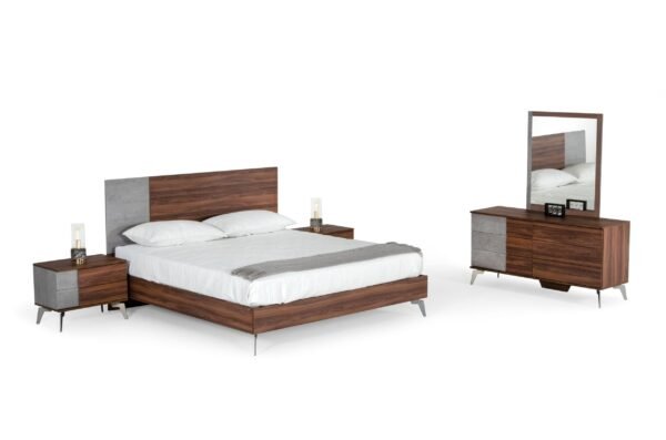 Espejo Nova Domus Palermo - Espejo italiano moderno
  de imitación de hormigón y nogal – Envíos a todo México | FurnitureMX