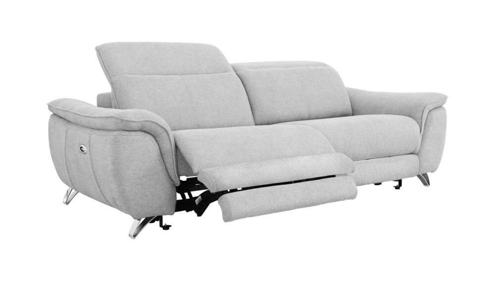 Divani Casa Paul – Sofá de dos plazas de tela gris contemporáneo con sillones reclinables eléctricos
