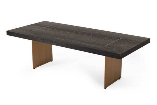 Mesa de comedor Modrest Perret - Mesa de comedor
  grande de fresno negro glamuroso + latón cepillado – Envíos a todo México |
  FurnitureMX