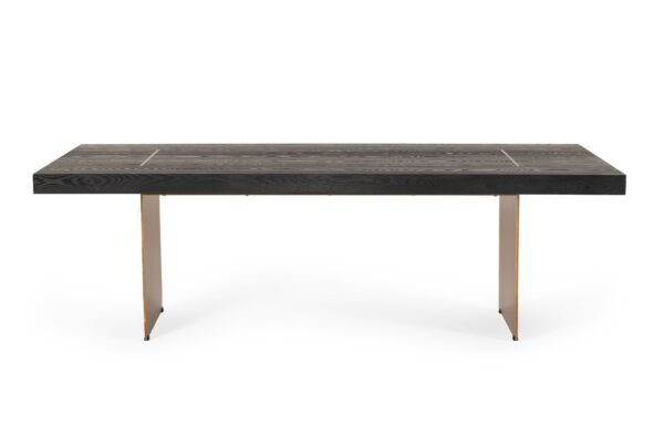 Mesa de comedor Modrest Perret - Mesa de comedor
  grande de fresno negro glamuroso + latón cepillado – Envíos a todo México |
  FurnitureMX