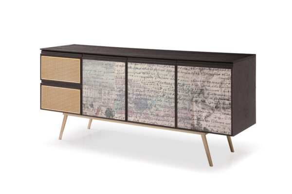 Mueble Modrest Phelan - Buffet moderno de latón y
  fresno ahumado – Envíos a todo México | FurnitureMX