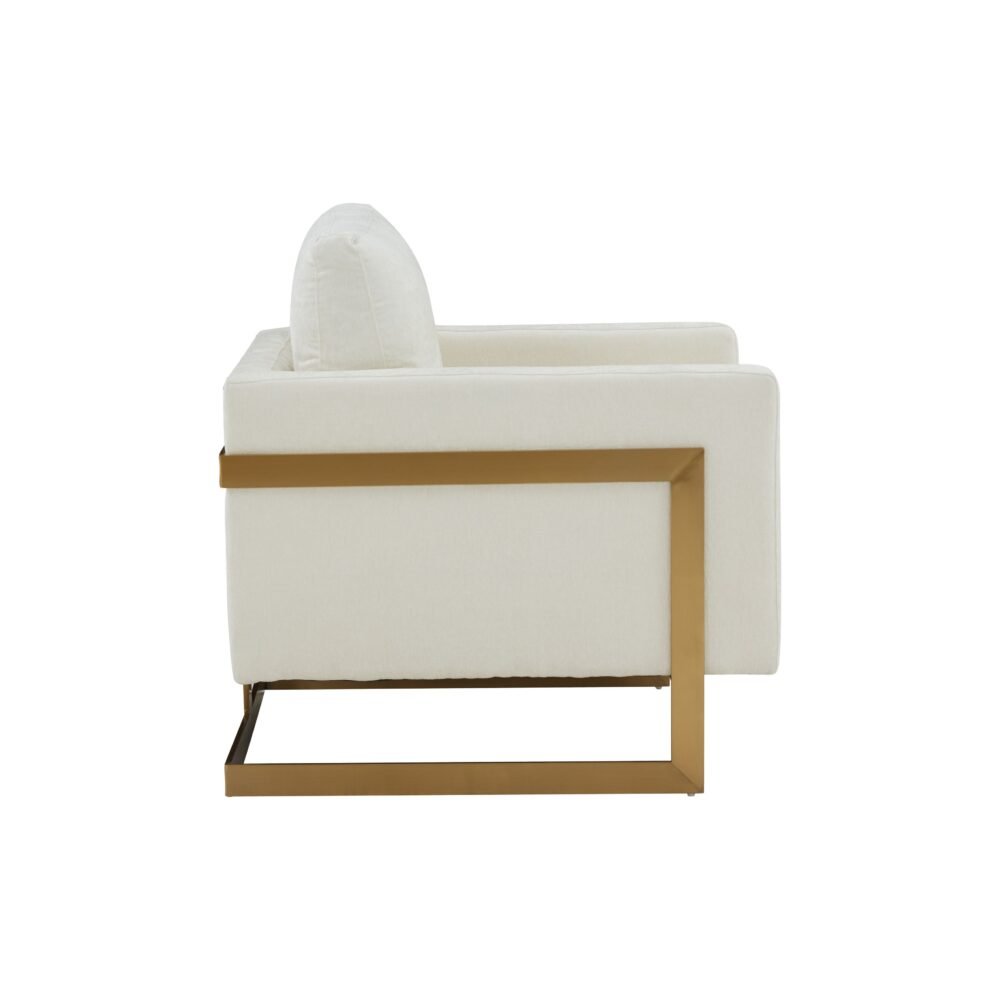 Modrest Prince – Silla decorativa contemporánea de tela color crema + dorado