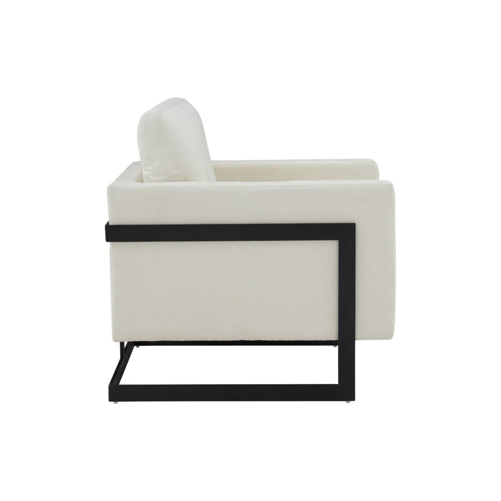 Modrest Prince – Silla decorativa de tela contemporánea color crema + negro