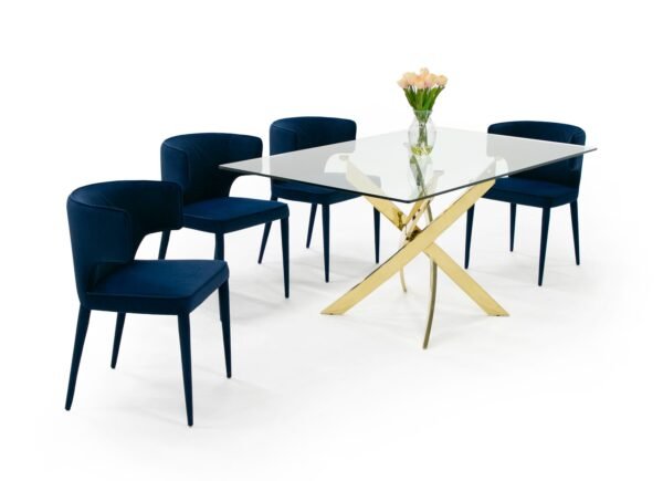 Mesa de comedor Mesa de comedor moderna Modrest
  Pyrite de vidrio y oro – Envíos a todo México | FurnitureMX