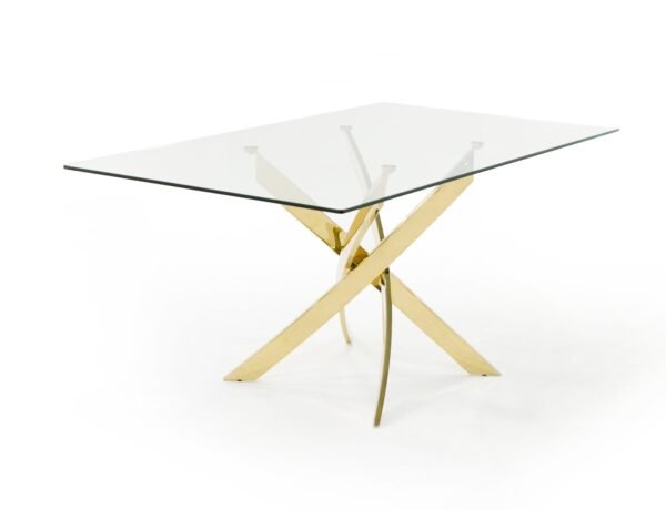 Mesa de comedor Mesa de comedor moderna Modrest
  Pyrite de vidrio y oro – Envíos a todo México | FurnitureMX