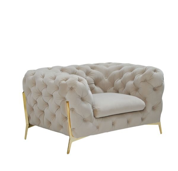 Mueble Divani Casa Quincey - Silla transicional de
  terciopelo beige – Envíos a todo México | FurnitureMX