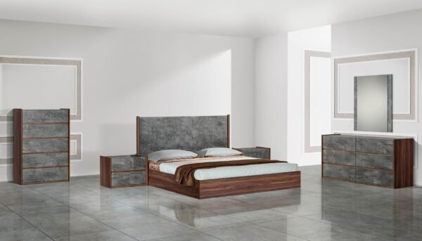 Mueble Mesita de noche moderna Nova Domus Rado de
  nogal y estuco – Envíos a todo México | FurnitureMX