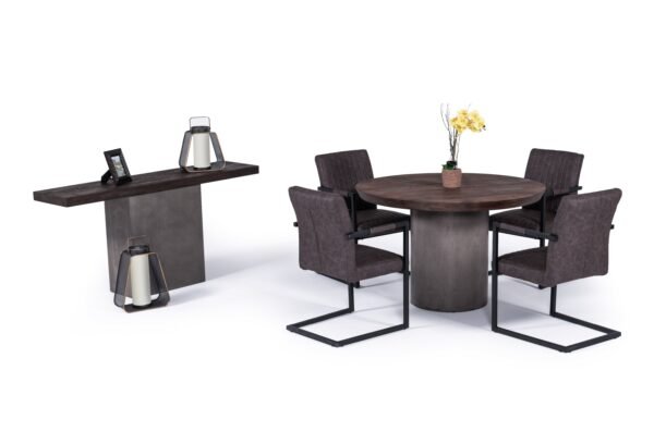 Mesa de comedor Mesa de comedor Modrest Renzo
  moderna redonda de roble y hormigón – Envíos a todo México | FurnitureMX