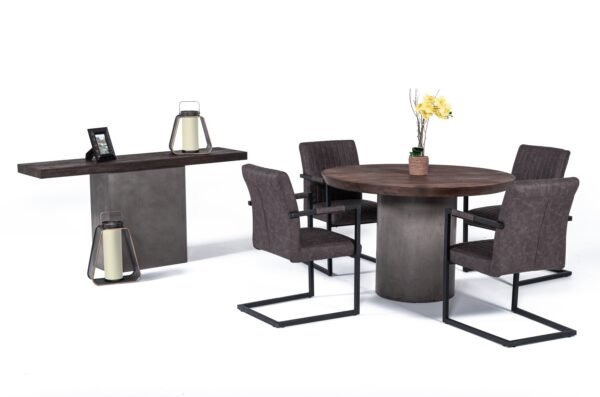 Mesa de comedor Mesa de comedor Modrest Renzo
  moderna redonda de roble y hormigón – Envíos a todo México | FurnitureMX