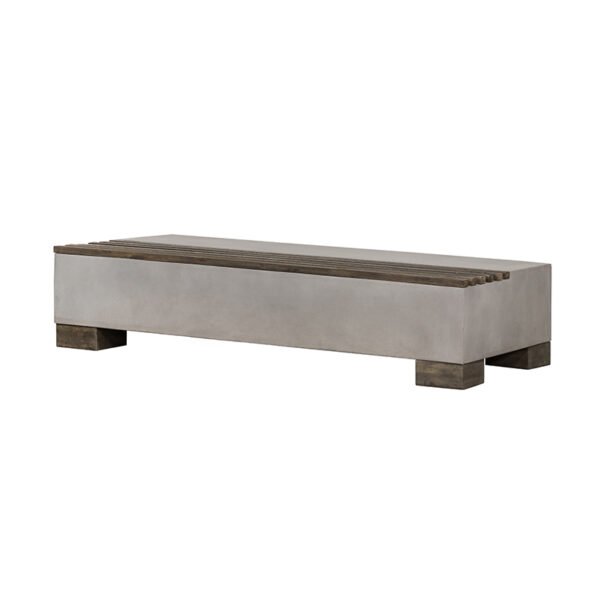 Mueble Mesa de centro rectangular moderna de
  hormigón y acacia Modrest Delaware – Envíos a todo México | FurnitureMX