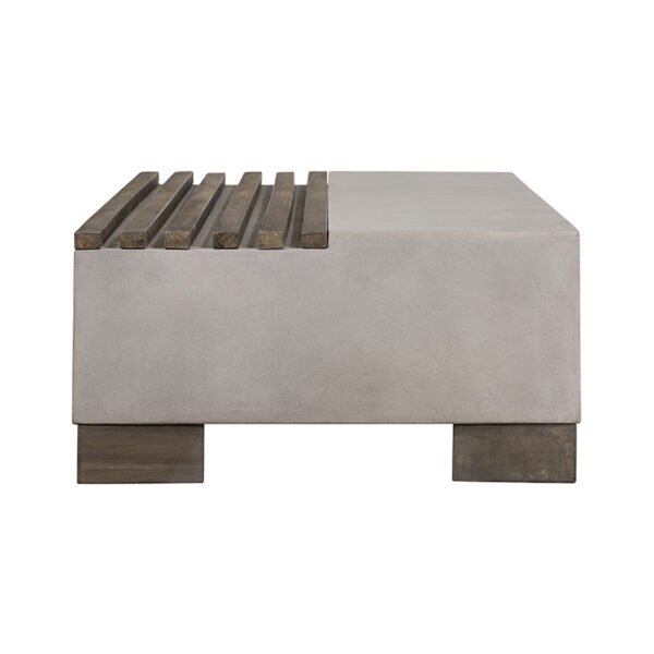 Mueble Mesa de centro rectangular moderna de
  hormigón y acacia Modrest Delaware – Envíos a todo México | FurnitureMX