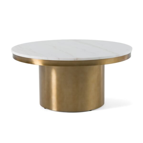 Mueble Modrest Rocky - Mesa de centro Glam blanca y
  dorada – Envíos a todo México | FurnitureMX