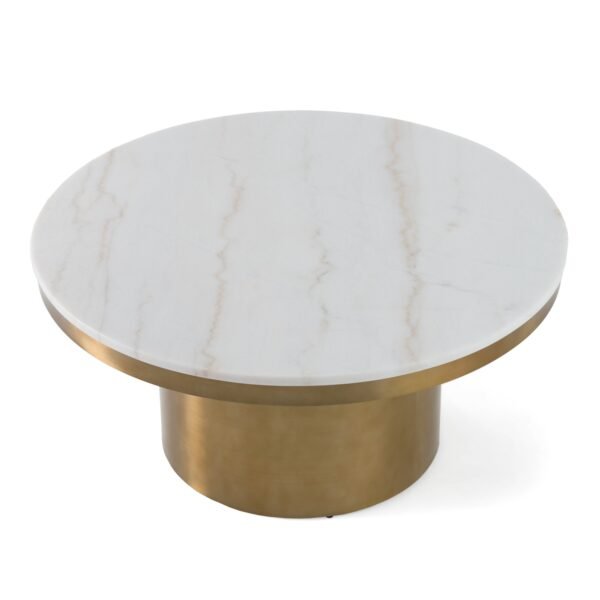 Mueble Modrest Rocky - Mesa de centro Glam blanca y
  dorada – Envíos a todo México | FurnitureMX