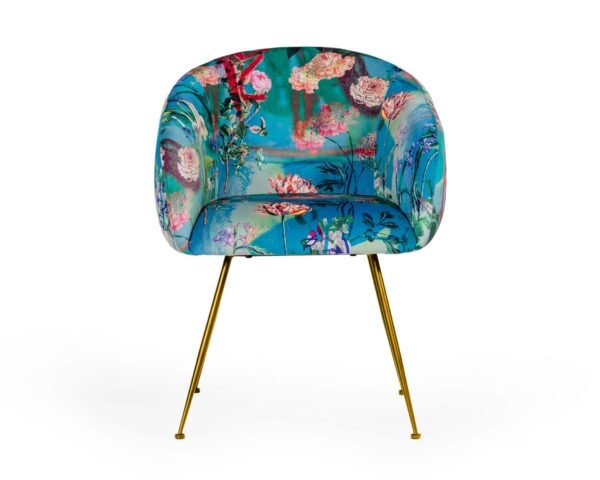 Mueble Modrest Roxann - Silla de comedor
  contemporánea de terciopelo floral dorado – Envíos a todo México |
  FurnitureMX