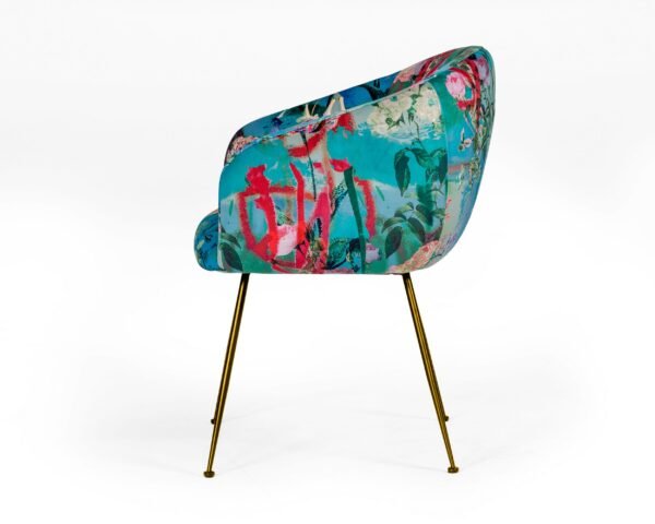 Mueble Modrest Roxann - Silla de comedor
  contemporánea de terciopelo floral dorado – Envíos a todo México |
  FurnitureMX