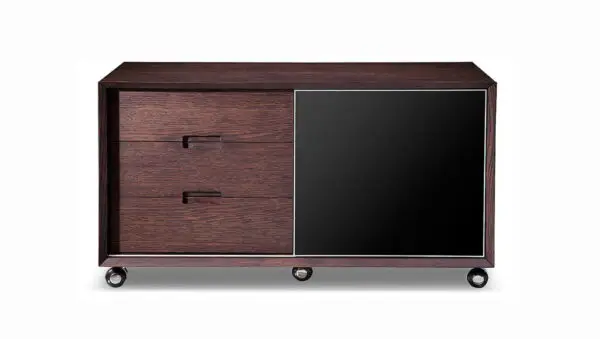 Escritorio Escritorio de oficina Modrest Ezra
moderno de roble marrón y gris con gabinete lateral – Envíos a todo México |
FurnitureMX