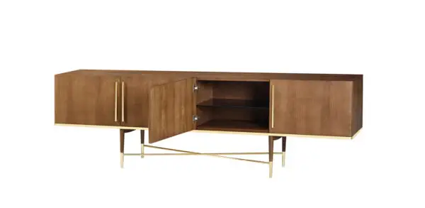 Mueble Modrest Bernard Buffet moderno de mediados
de siglo en nogal y oro – Envíos a todo México | FurnitureMX