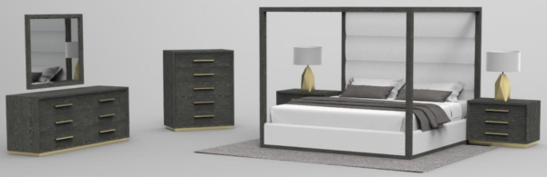 Cómoda Modrest Manhattan- Cómoda contemporánea gris
  y dorada – Envíos a todo México | FurnitureMX