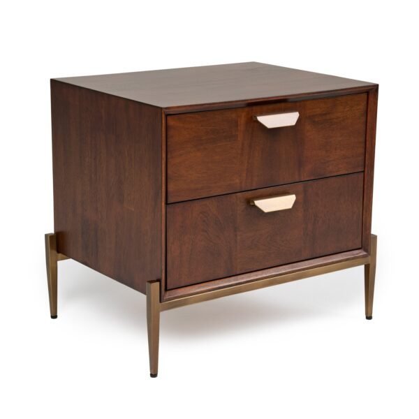 Mueble Modrest Shane - Mesita de noche moderna de
  acacia y latón – Envíos a todo México | FurnitureMX