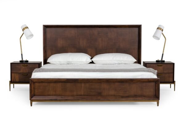 Mueble Modrest Shane - Cama moderna de acacia y
  latón – Envíos a todo México | FurnitureMX
