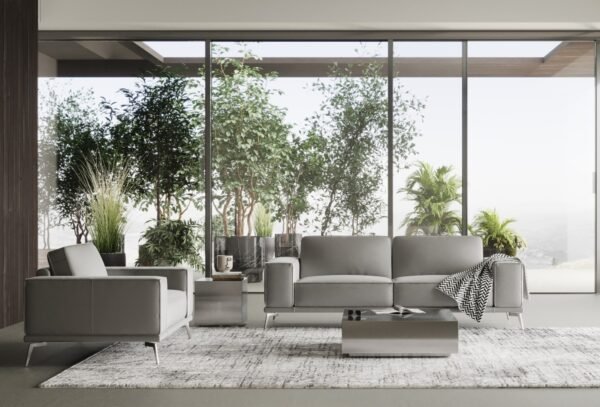 Sala Lamod Italia Soho - Sofá italiano
  contemporáneo de cuero gris claro – Envíos a todo México | FurnitureMX