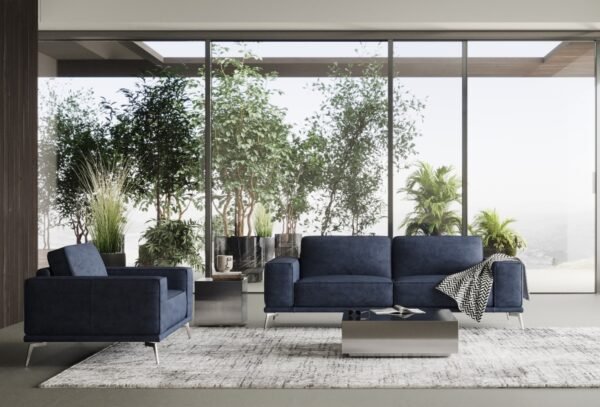 Sala Lamod Italia Soho - Sofá italiano de cuero
  azul Maya – Envíos a todo México | FurnitureMX