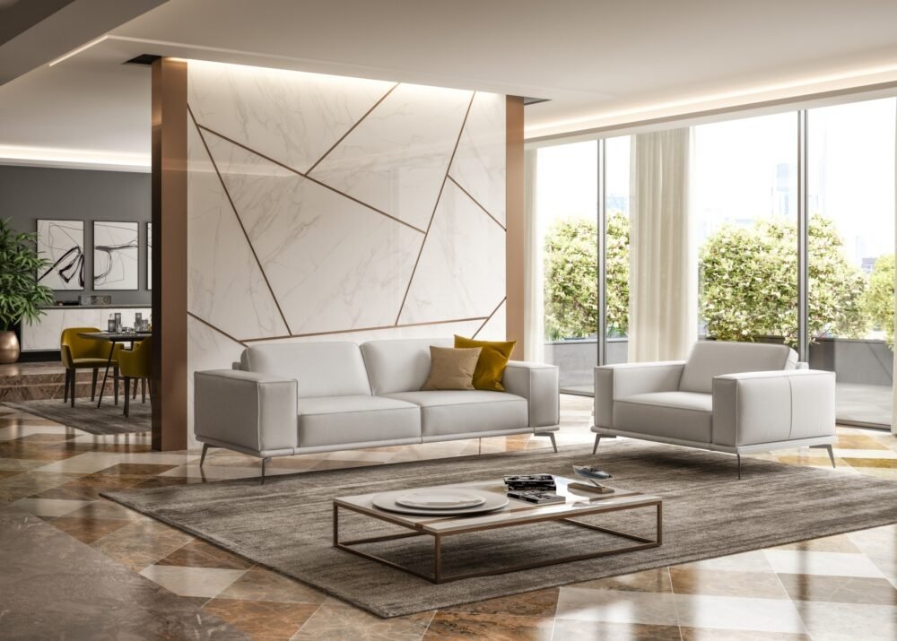Lamod Italia Soho – Sofá italiano contemporáneo de cuero blanco