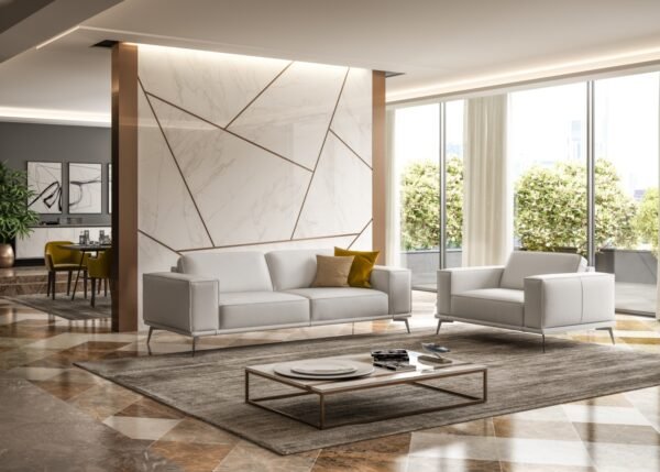 Sala Lamod Italia Soho - Sofá italiano
  contemporáneo de cuero blanco – Envíos a todo México | FurnitureMX