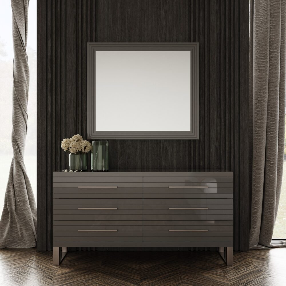 Modrest Splendor – Cómoda de listones gris brillante