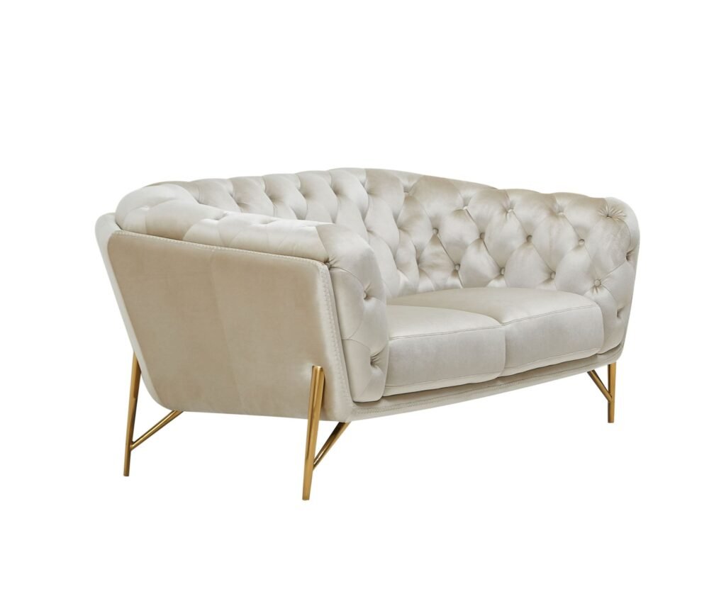 Divani Casa Stella – Sofá de transición de terciopelo beige