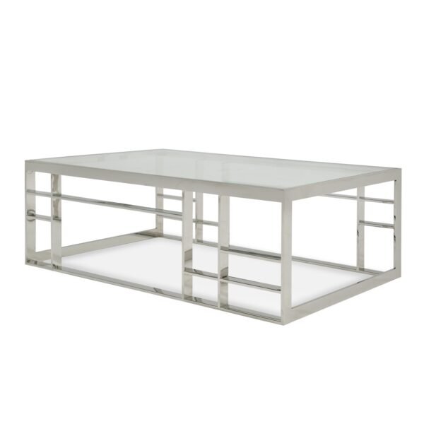 Mueble Modrest Stephen - Mesa de centro moderna de
  vidrio y acero inoxidable – Envíos a todo México | FurnitureMX